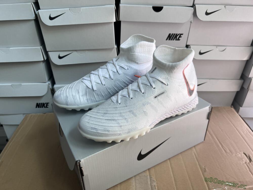 Unisex Nike Phantom Luna Elite NU TF Artificial Turf High-Tops Football Shoes - White/Grey/Orange/Black