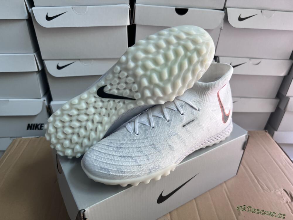 Unisex Nike Phantom Luna Elite NU TF Artificial Turf High-Tops Football Shoes - White/Grey/Orange/Black