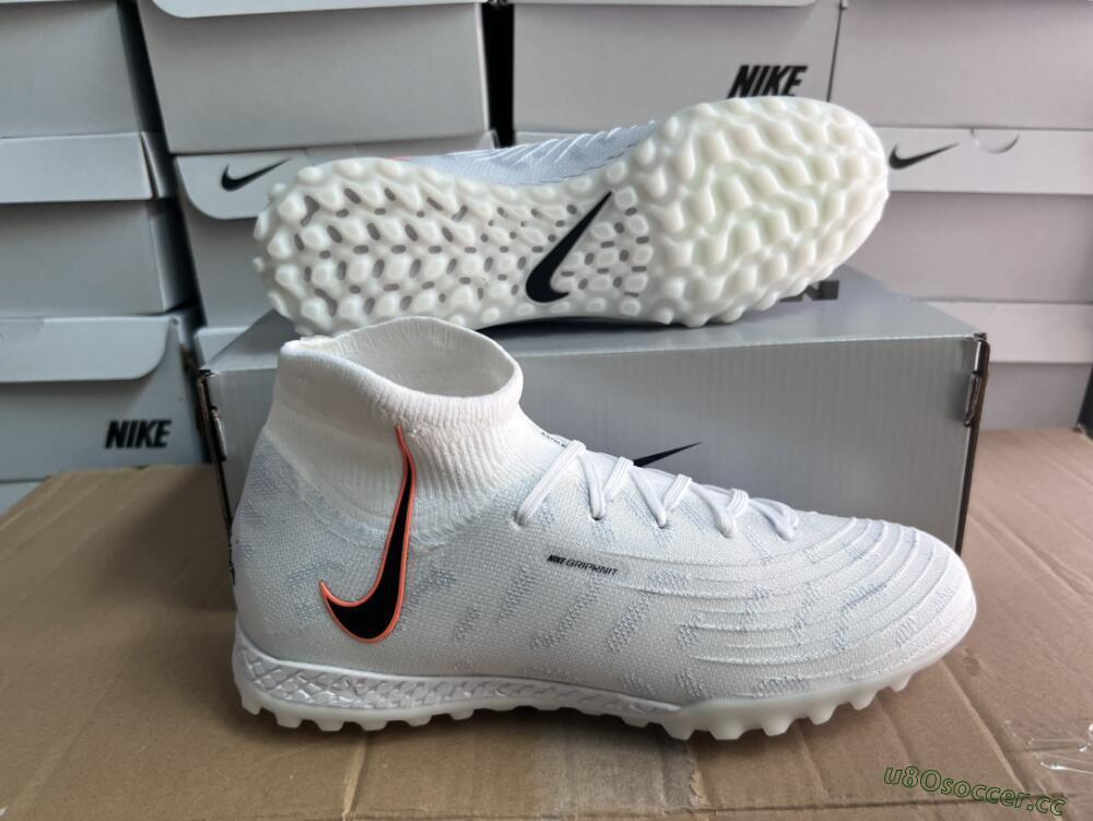 Unisex Nike Phantom Luna Elite NU TF Artificial Turf High-Tops Football Shoes - White/Grey/Orange/Black