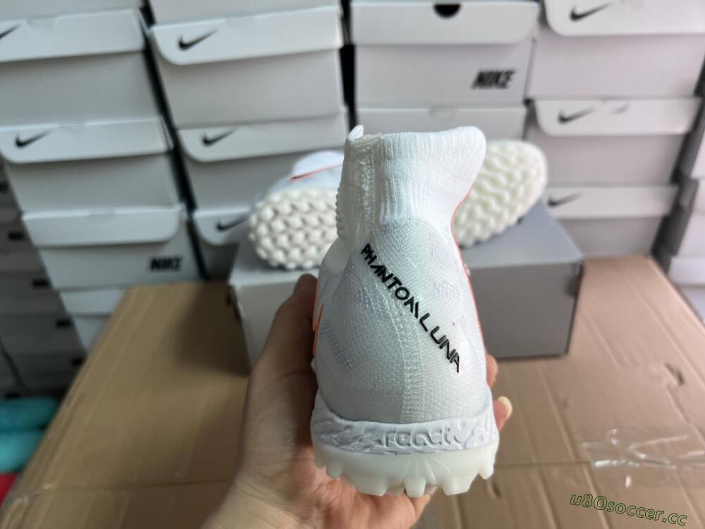 Unisex Nike Phantom Luna Elite NU TF Artificial Turf High-Tops Football Shoes - White/Grey/Orange/Black