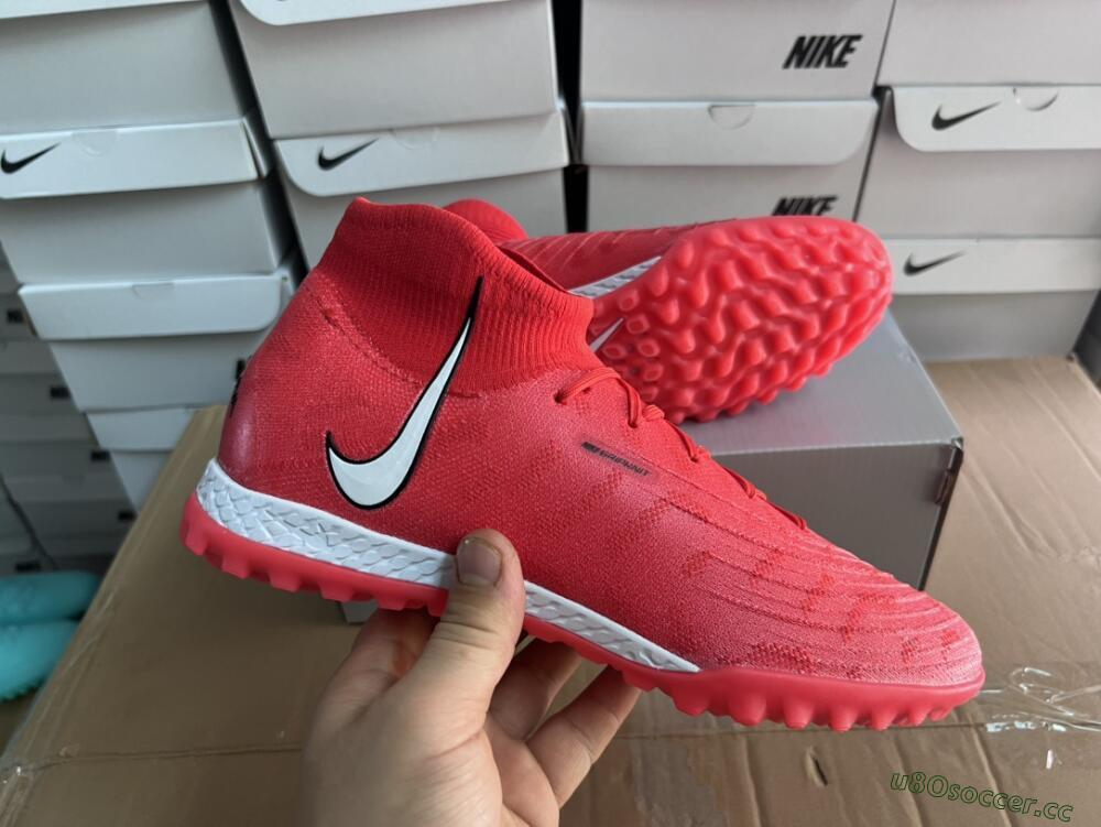 Men's Nike Phantom GX DF Elite TF Artificial Turf High-Tops Football Shoes - Red/Silver/Black