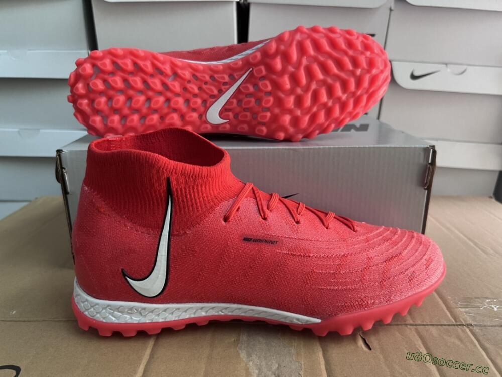 Men's Nike Phantom GX DF Elite TF Artificial Turf High-Tops Football Shoes - Red/Silver/Black