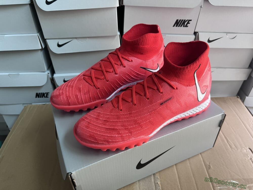 Men's Nike Phantom GX DF Elite TF Artificial Turf High-Tops Football Shoes - Red/Silver/Black