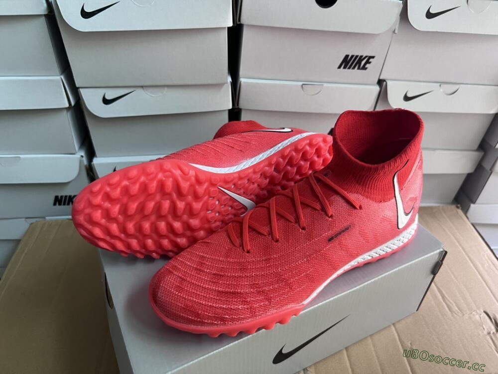 Men's Nike Phantom GX DF Elite TF Artificial Turf High-Tops Football Shoes - Red/Silver/Black