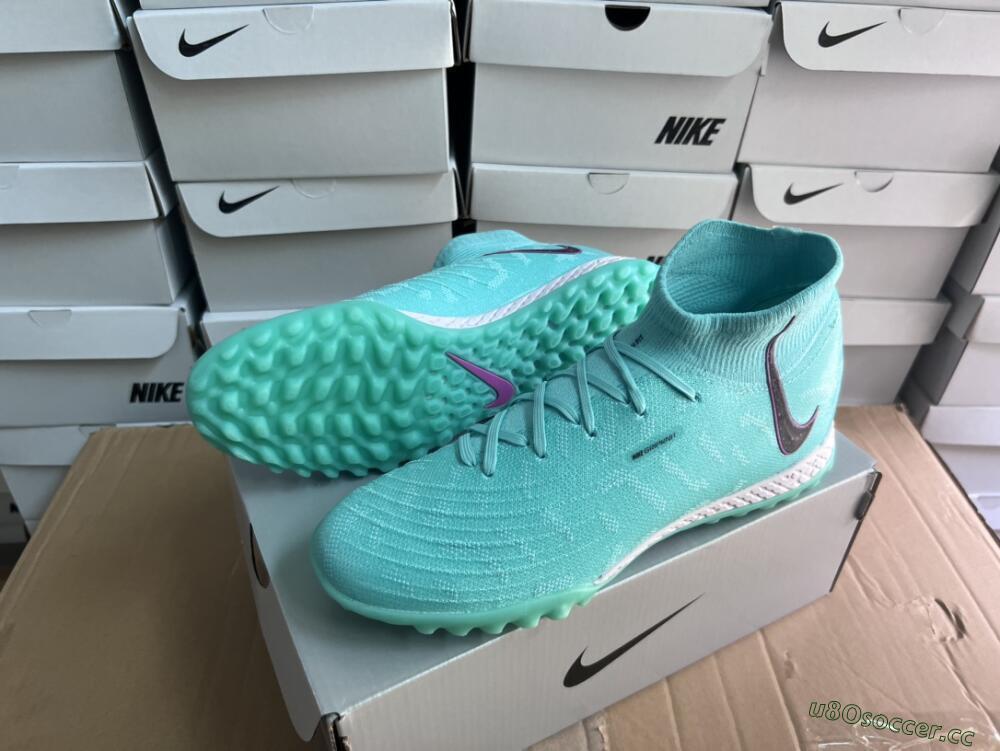 Unisex Nike Phantom Luna 2 Elite LV8 TF Artificial Turf High-Tops Football Shoes - Jade/Black/Purple