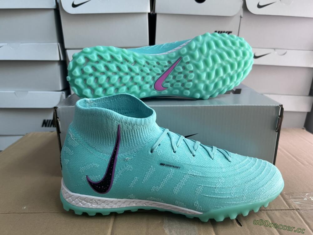 Unisex Nike Phantom Luna 2 Elite LV8 TF Artificial Turf High-Tops Football Shoes - Jade/Black/Purple