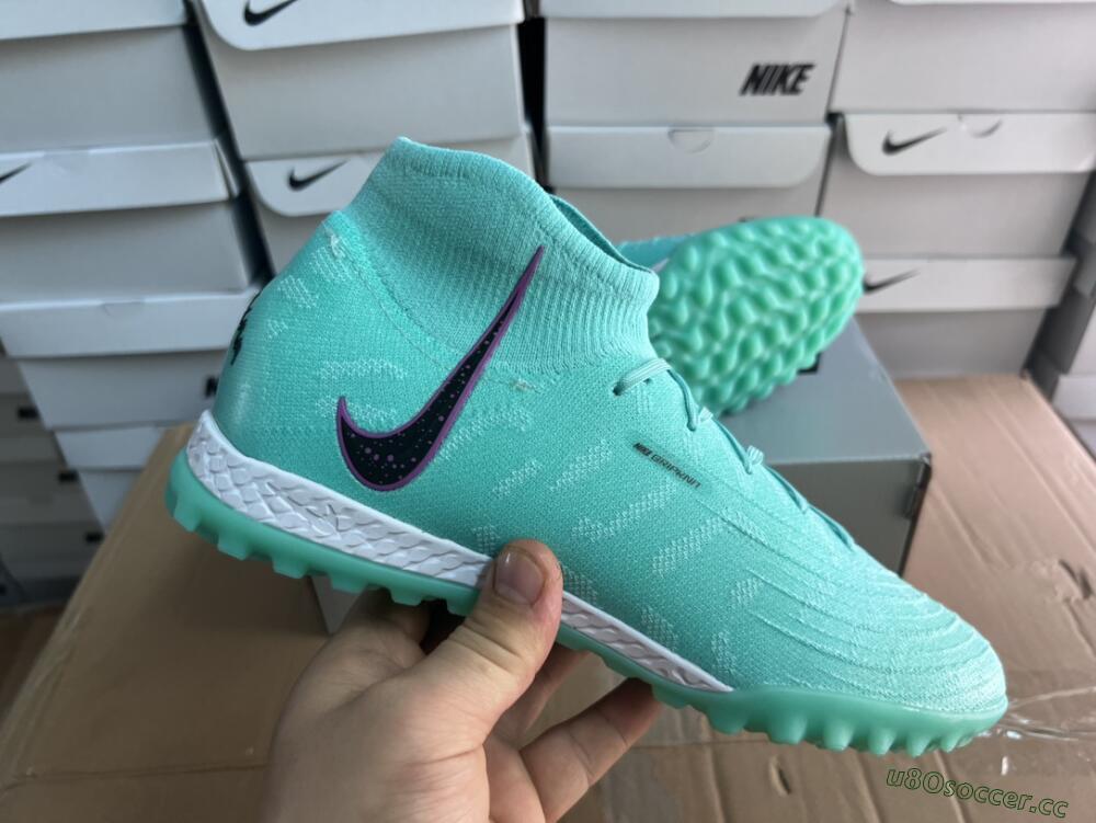 Unisex Nike Phantom Luna 2 Elite LV8 TF Artificial Turf High-Tops Football Shoes - Jade/Black/Purple