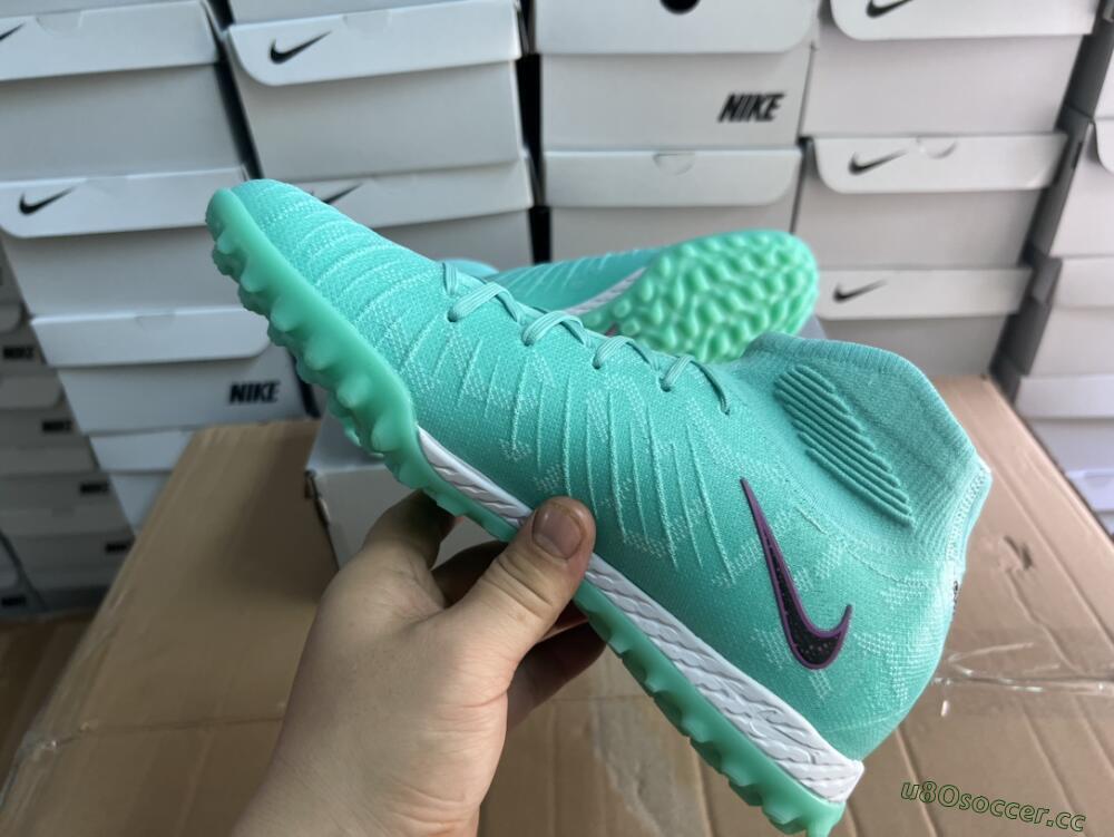 Unisex Nike Phantom Luna 2 Elite LV8 TF Artificial Turf High-Tops Football Shoes - Jade/Black/Purple