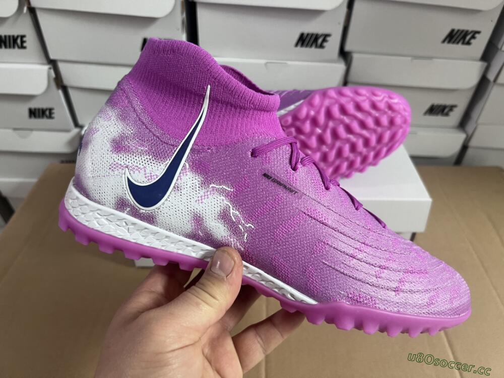 Men's Nike Phantom Luna Elite NU TF Artificial Turf High-Tops Football Shoes - Purple/White/Black