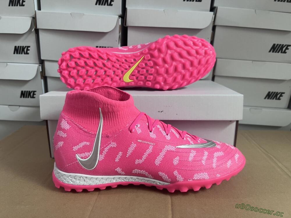 Unisex Nike Phantom Luna 2 Elite TF Artificial Turf High-Tops Football Shoes - Pink/Silver/White