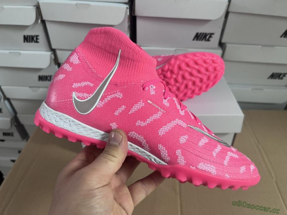 Unisex Nike Phantom Luna 2 Elite TF Artificial Turf High-Tops Football Shoes - Pink/Silver/White