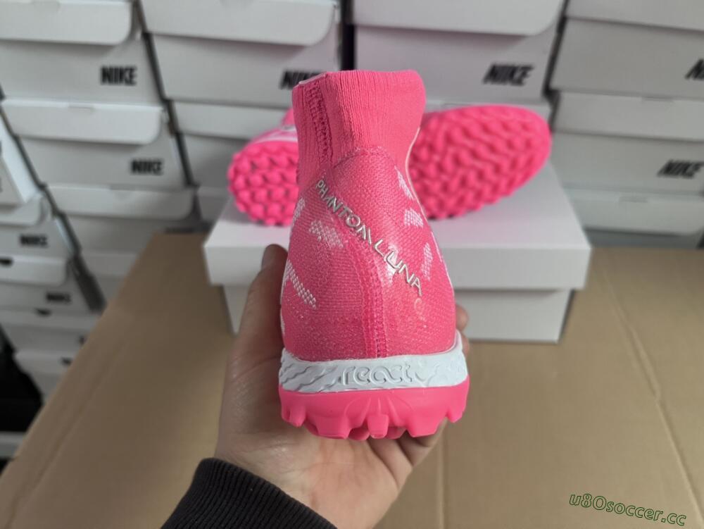 Unisex Nike Phantom Luna 2 Elite TF Artificial Turf High-Tops Football Shoes - Pink/Silver/White