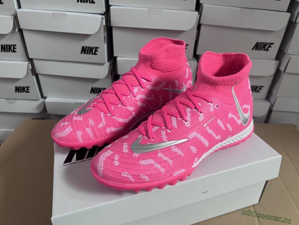 Unisex Nike Phantom Luna 2 Elite TF Artificial Turf High-Tops Football Shoes - Pink/Silver/White