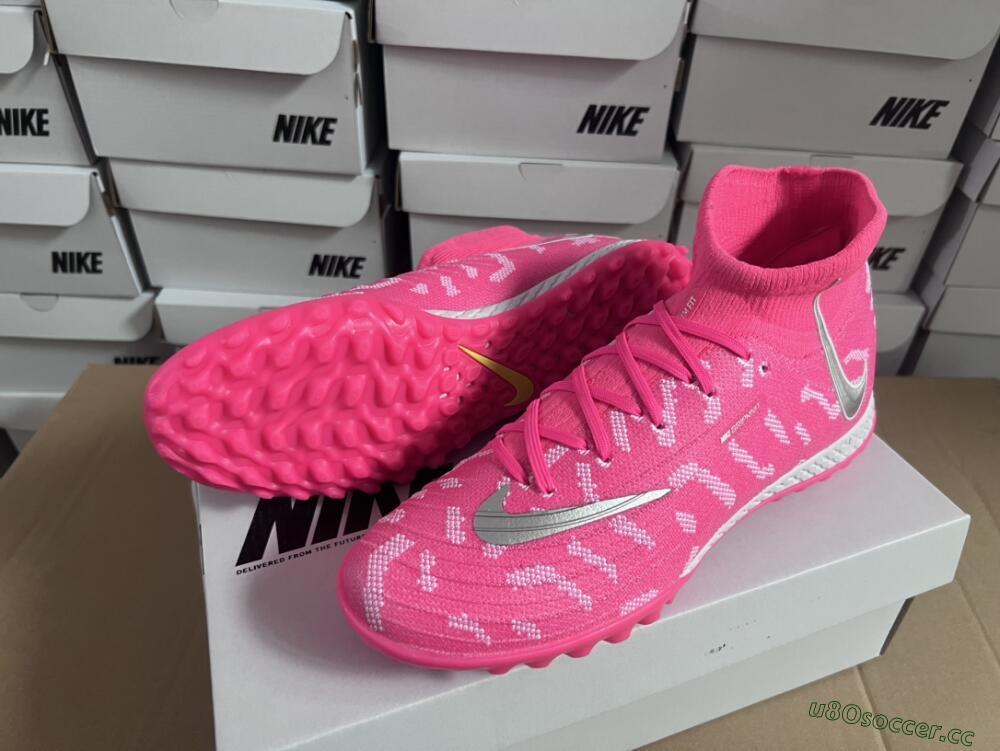 Unisex Nike Phantom Luna 2 Elite TF Artificial Turf High-Tops Football Shoes - Pink/Silver/White