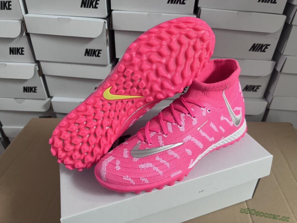 Unisex Nike Phantom Luna 2 Elite TF Artificial Turf High-Tops Football Shoes - Pink/Silver/White