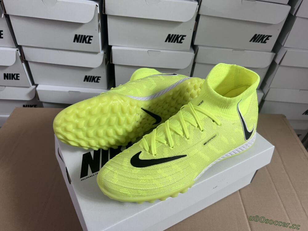 Men's Nike Phantom Luna Elite NU TF Artificial Turf High-Tops Football Shoes - Yellow/Red/White