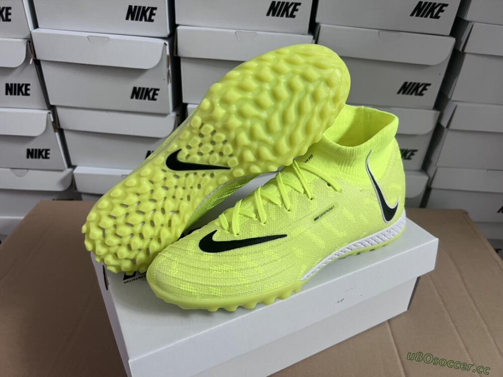 Men's Nike Phantom Luna Elite NU TF Artificial Turf High-Tops Football Shoes - Yellow/Red/White