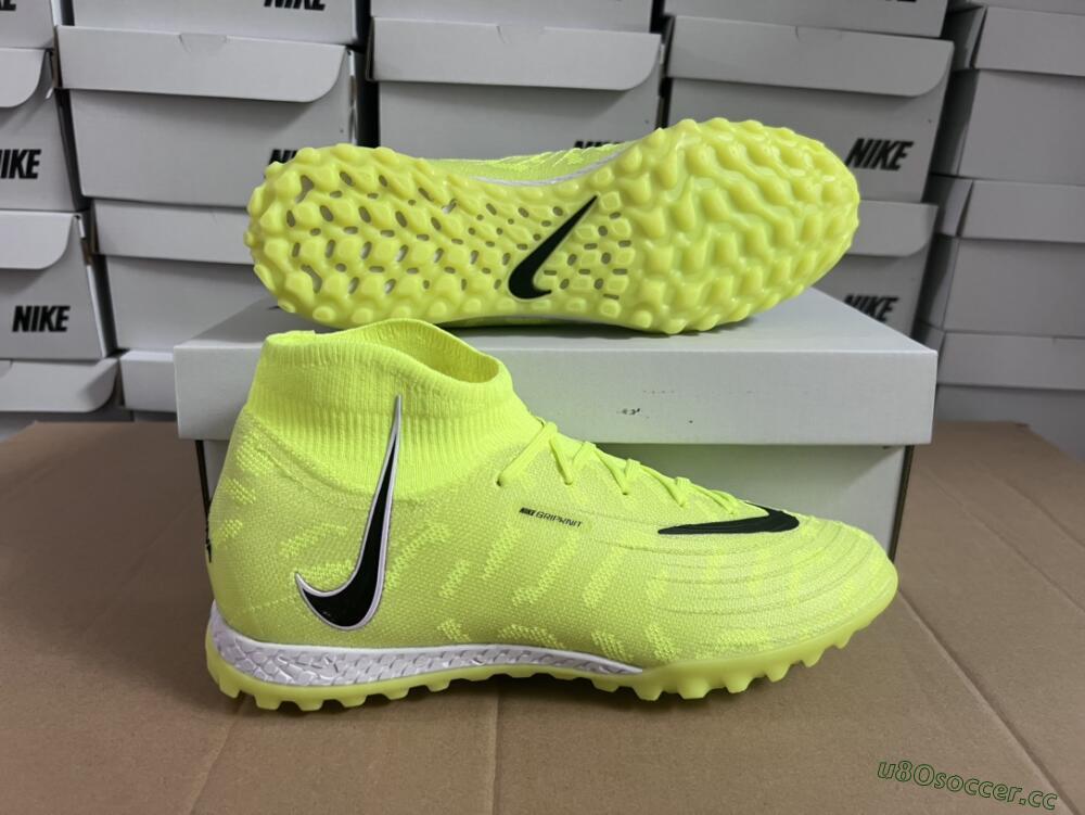 Men's Nike Phantom Luna Elite NU TF Artificial Turf High-Tops Football Shoes - Yellow/Red/White