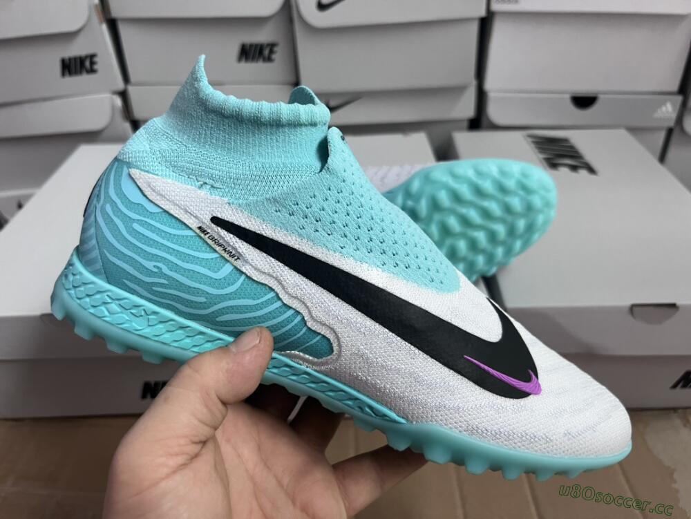 Unisex Nike Phantom GX Elite DF Link TF Artificial Turf High-Tops Football Shoes - White/Black/Jade