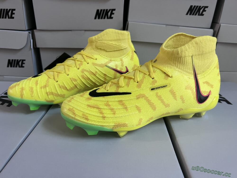 Men's Nike Phantom Luna Elite FG Firm Ground High-Tops Football Boots - Yellow/Black/Pink