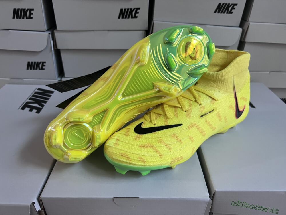 Men's Nike Phantom Luna Elite FG Firm Ground High-Tops Football Boots - Yellow/Black/Pink
