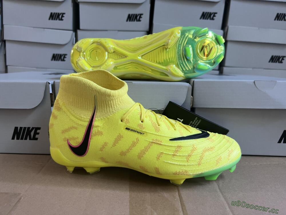 Men's Nike Phantom Luna Elite FG Firm Ground High-Tops Football Boots - Yellow/Black/Pink