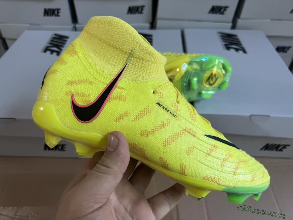 Men's Nike Phantom Luna Elite FG Firm Ground High-Tops Football Boots - Yellow/Black/Pink