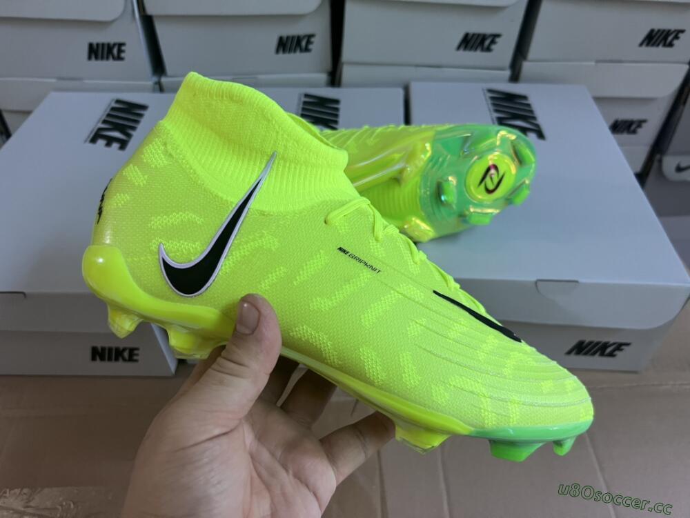 Men's Nike Phantom Luna Elite FG Firm Ground High-Tops Football Boots - Green/Black/White