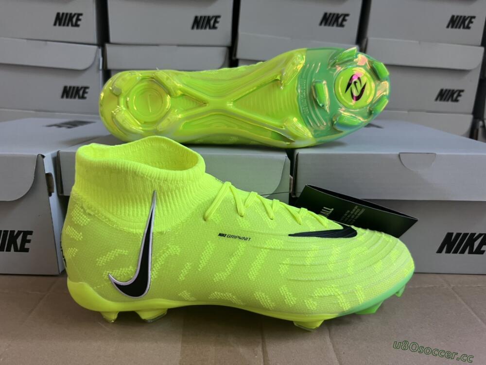 Men's Nike Phantom Luna Elite FG Firm Ground High-Tops Football Boots - Green/Black/White