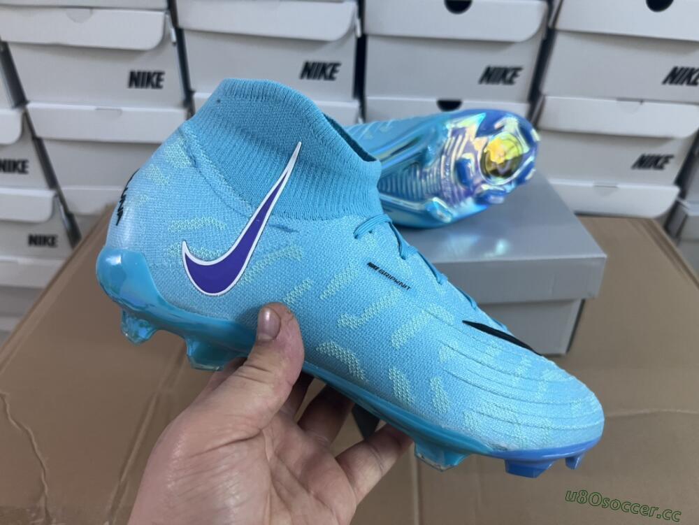 Men's Nike Phantom Luna Elite FG Firm Ground High-Tops Football Boots - Blue/Purple/White