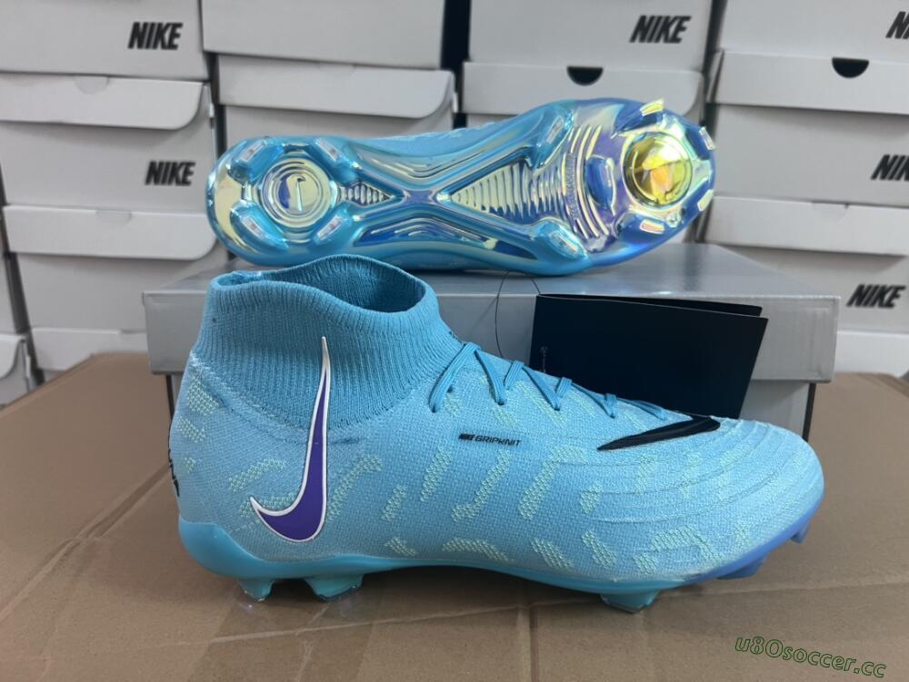 Men's Nike Phantom Luna Elite FG Firm Ground High-Tops Football Boots - Blue/Purple/White