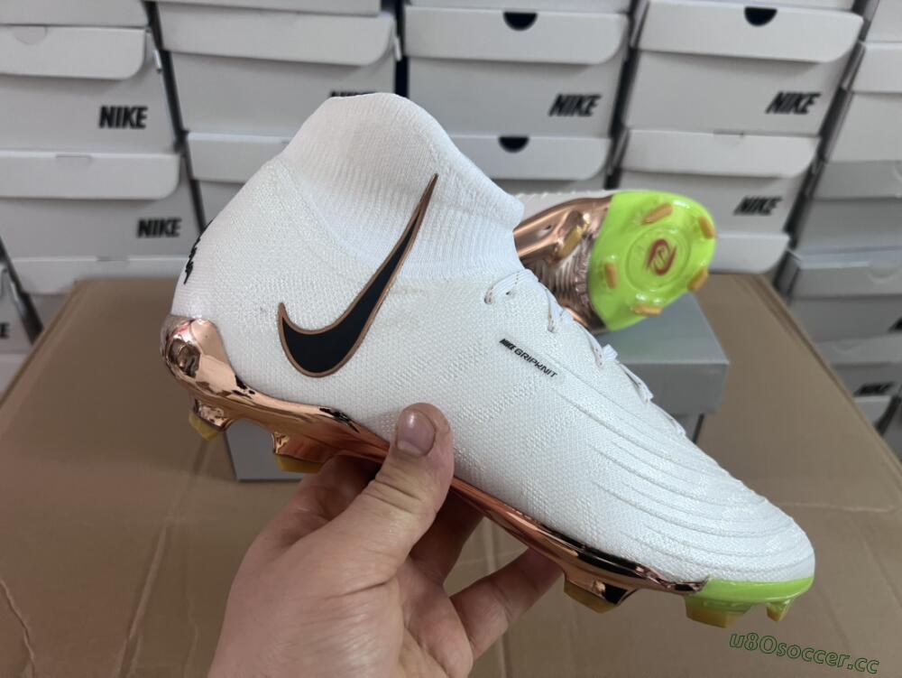 Men's Nike Phantom Luna Elite NU FG Firm Ground High-Tops Football Boots - White/Gold/Black