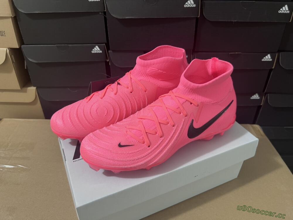 Unisex Nike Phantom Luna 2 Elite LV8 FG Firm Ground High-Tops Football Boots - Red/Black/Pink