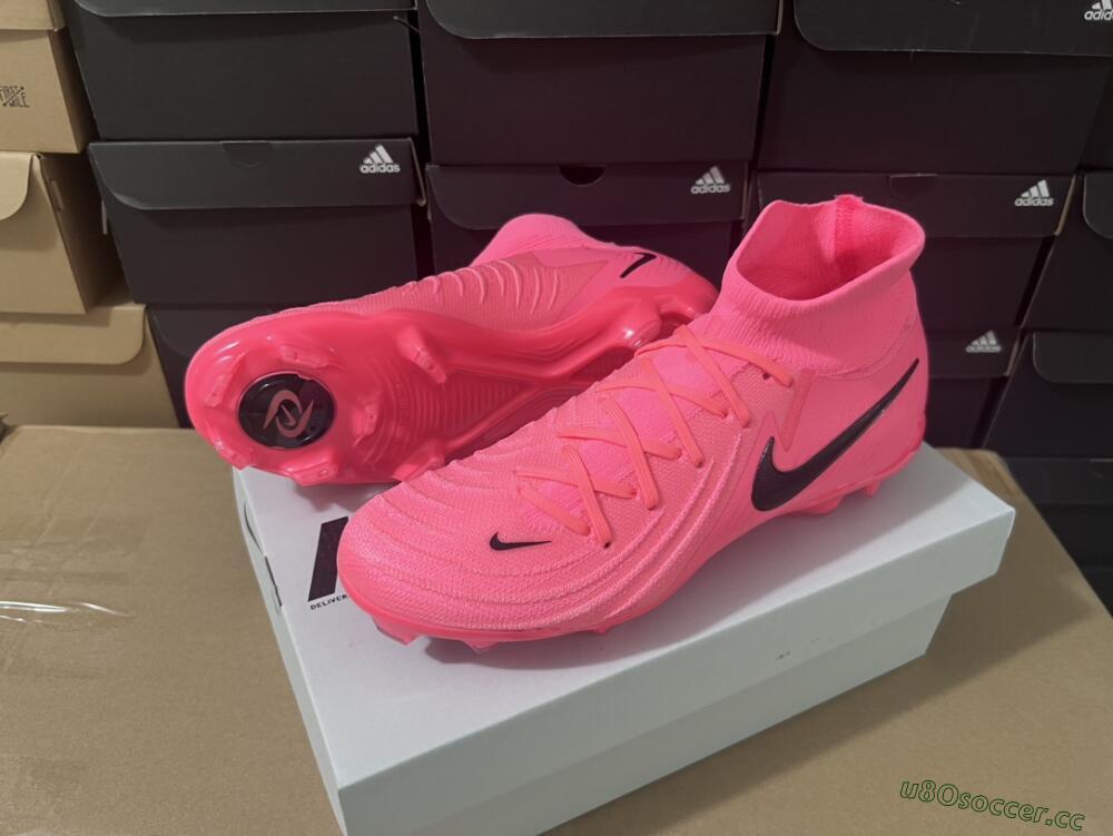 Unisex Nike Phantom Luna 2 Elite LV8 FG Firm Ground High-Tops Football Boots - Red/Black/Pink