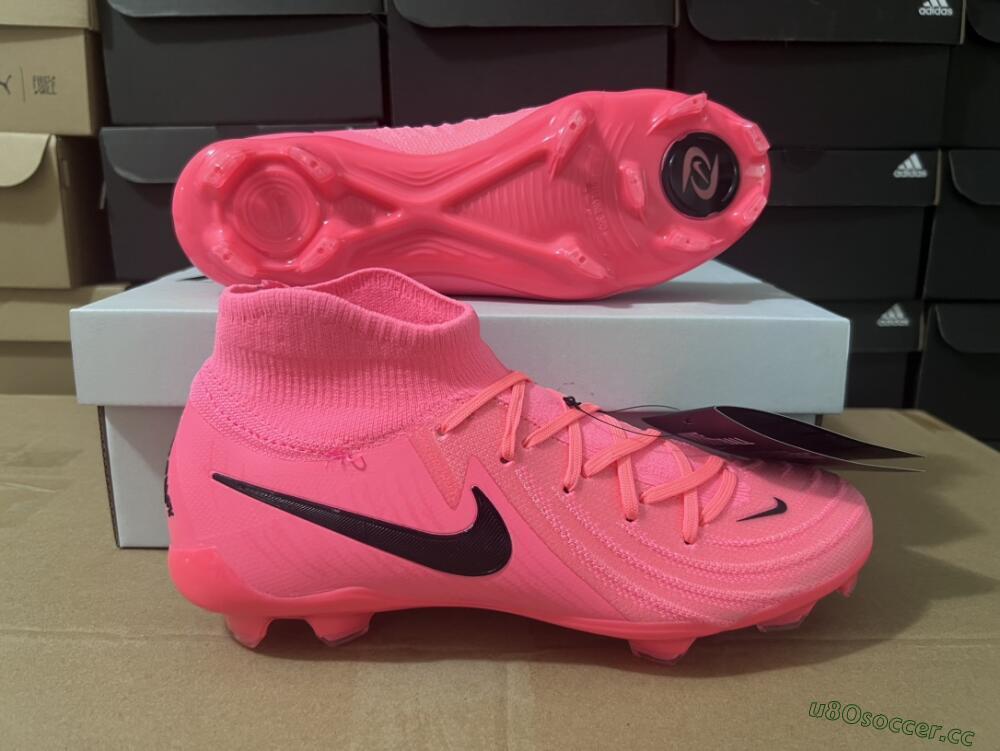 Unisex Nike Phantom Luna 2 Elite LV8 FG Firm Ground High-Tops Football Boots - Red/Black/Pink