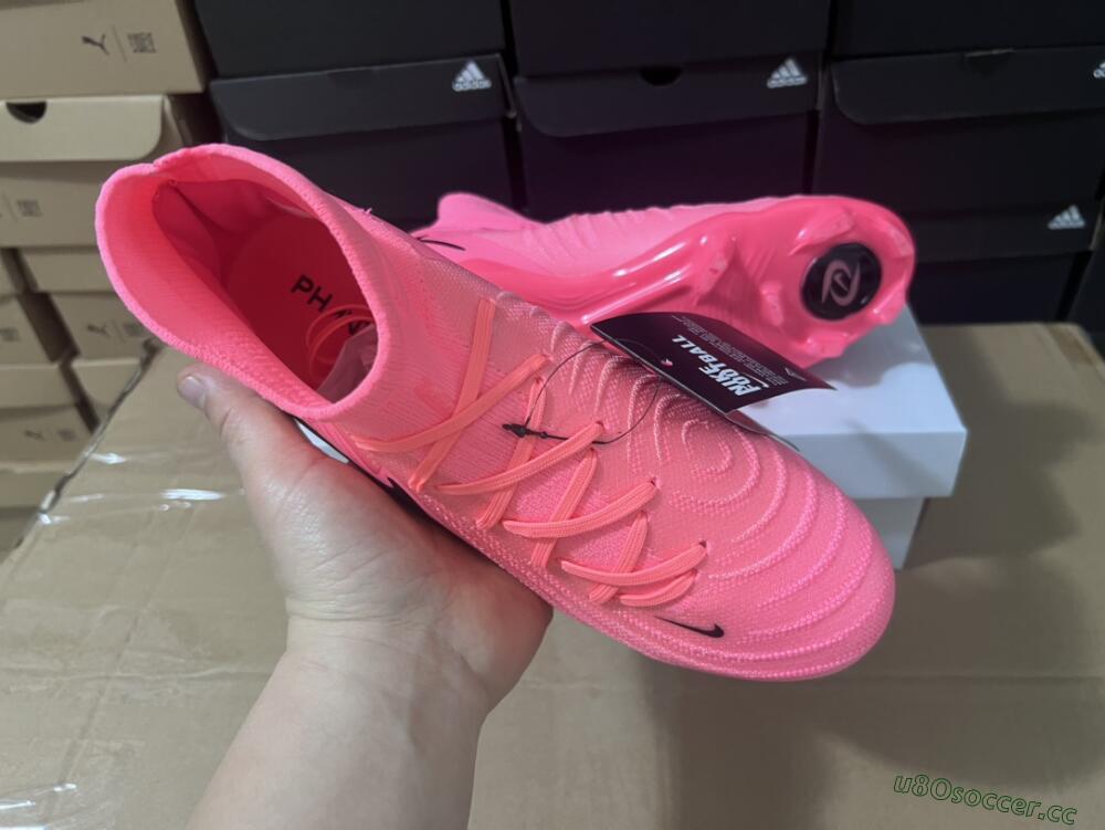 Unisex Nike Phantom Luna 2 Elite LV8 FG Firm Ground High-Tops Football Boots - Red/Black/Pink
