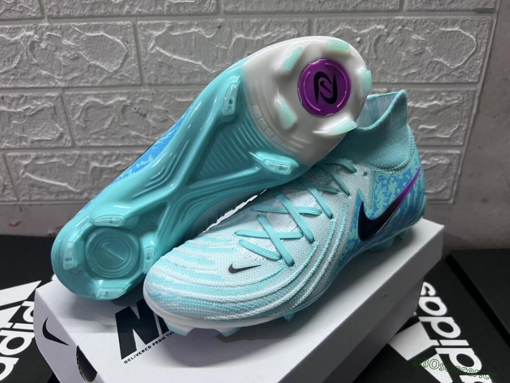 Unisex Nike Phantom Luna 2 Elite LV8 FG Firm Ground High-Tops Football Boots - Jade/Black/Purple