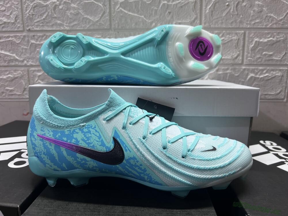 Unisex Nike Phantom Luna 2 Elite LV8 FG Firm Ground Low-Tops Football Boots - Jade/Black/Purple