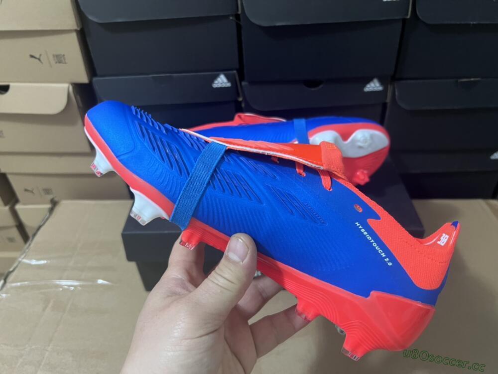 Unisex Adidas Predator Elite Foldover Tongue FG Firm Ground Low-Tops Football Boots - Blue/White/Red