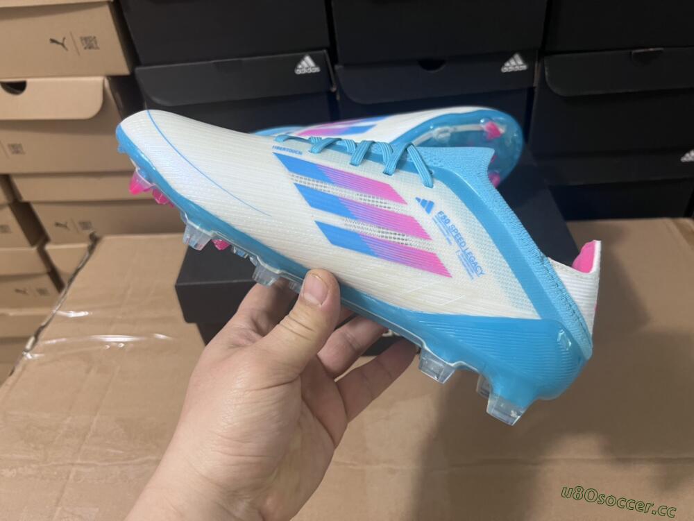 Unisex Adidas F50 Adizero FG Firm Ground Low-Tops Football Boots - White/Blue/Pink
