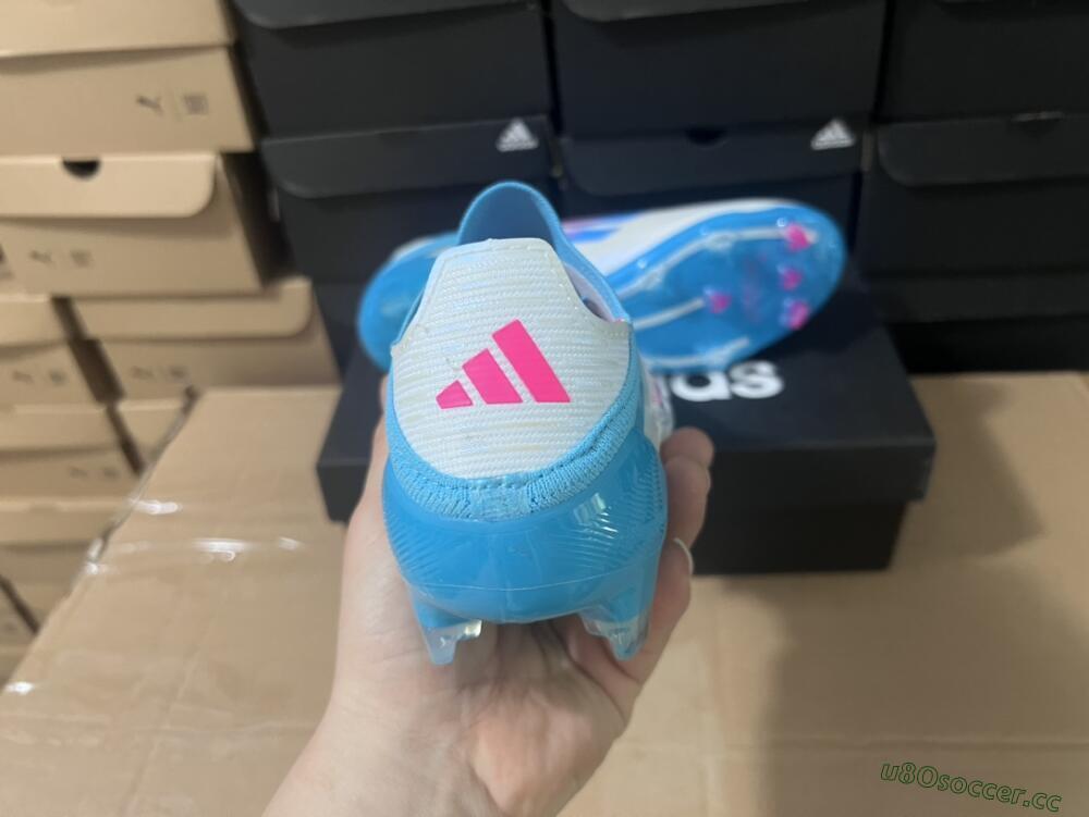 Unisex Adidas F50 Adizero FG Firm Ground Low-Tops Football Boots - White/Blue/Pink