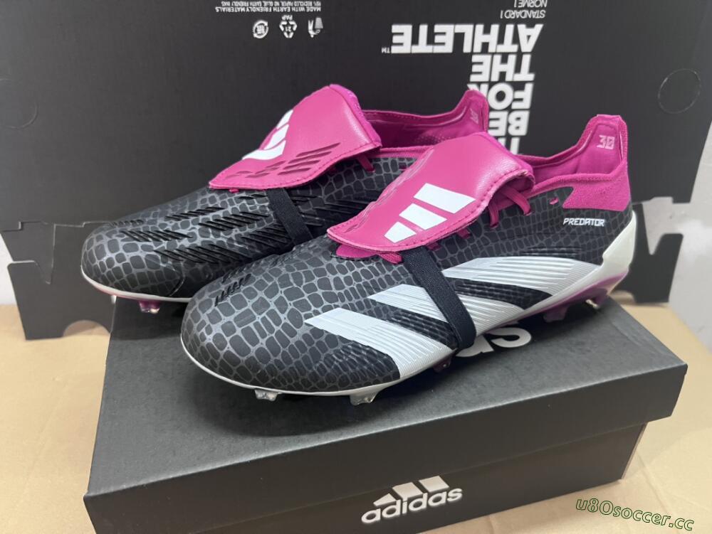Men's Adidas Predator Accuracy+ FG Firm Ground Low-Tops Football Boots - Black/White/Purple