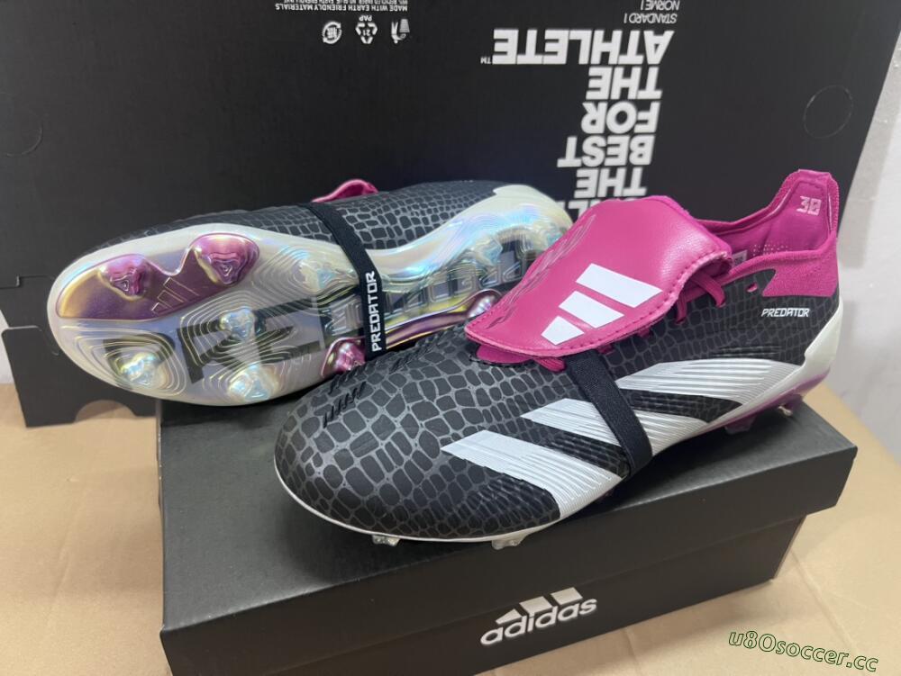 Men's Adidas Predator Accuracy+ FG Firm Ground Low-Tops Football Boots - Black/White/Purple
