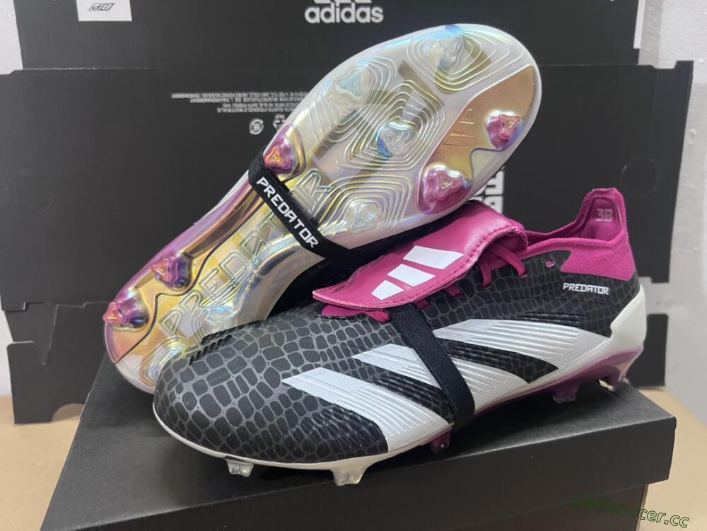 Men's Adidas Predator Accuracy+ FG Firm Ground Low-Tops Football Boots - Black/White/Purple