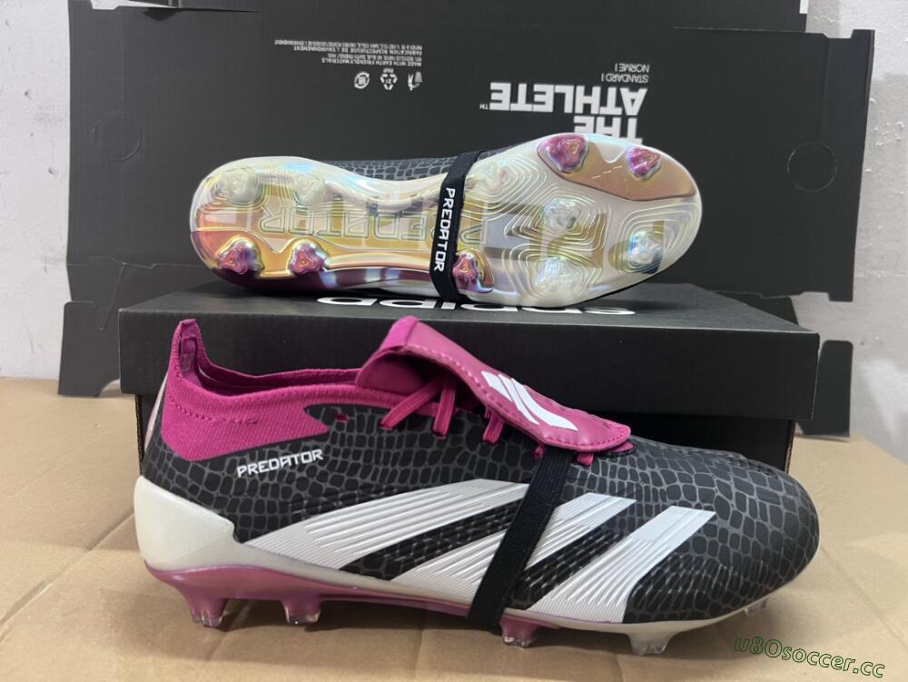 Men's Adidas Predator Accuracy+ FG Firm Ground Low-Tops Football Boots - Black/White/Purple