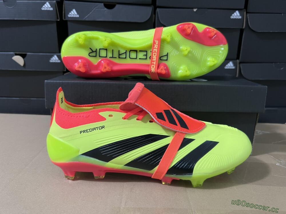 Men's Adidas Predator Elite Foldover Tongue FG Firm Ground Low-Tops Football Boots - Yellow/Black/Red