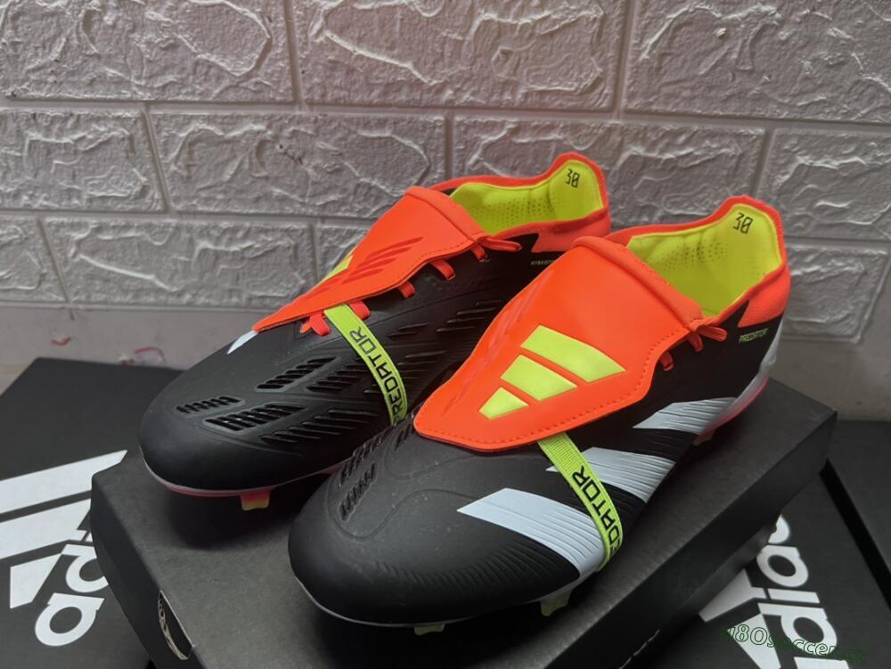 Men's Adidas Predator Elite Foldover Tongue FG Firm Ground Low-Tops Football Boots - White/Black/Red