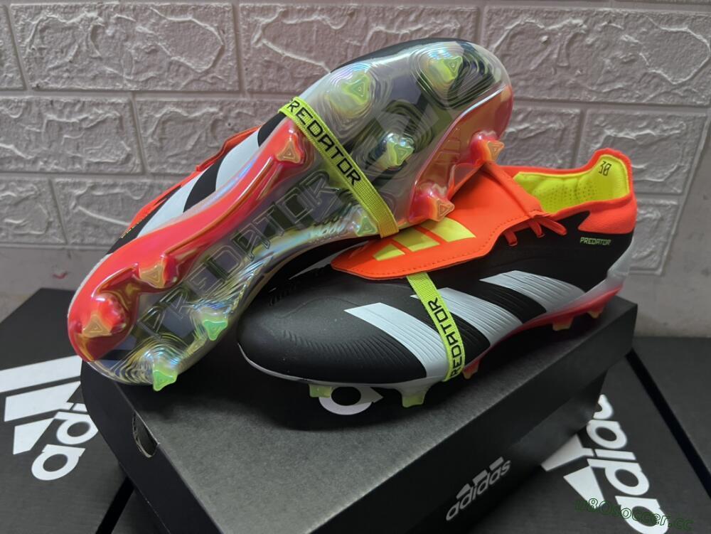 Men's Adidas Predator Elite Foldover Tongue FG Firm Ground Low-Tops Football Boots - White/Black/Red