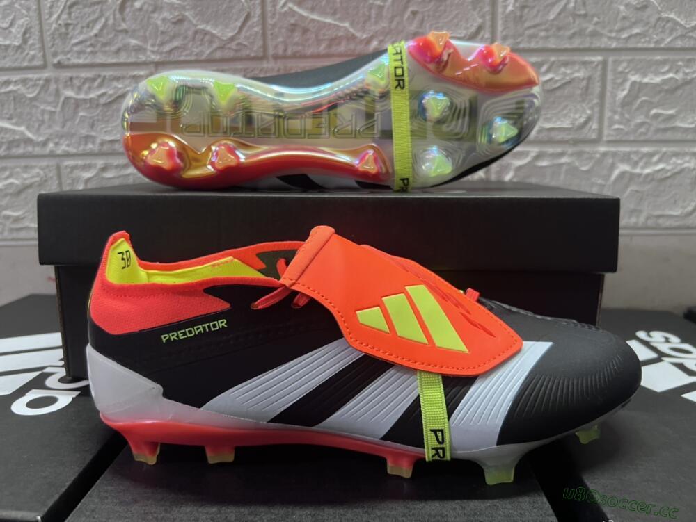 Men's Adidas Predator Elite Foldover Tongue FG Firm Ground Low-Tops Football Boots - White/Black/Red