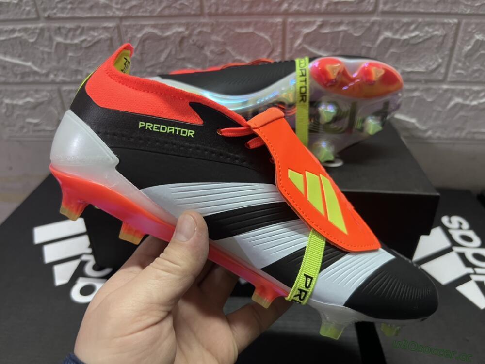 Men's Adidas Predator Elite Foldover Tongue FG Firm Ground Low-Tops Football Boots - White/Black/Red